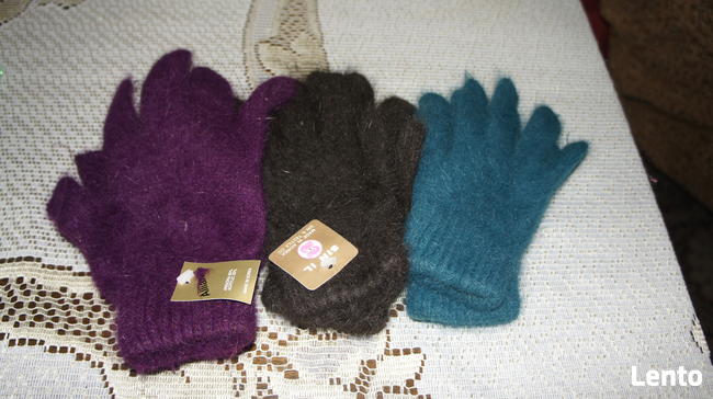 rękawiczki z angory bardzo ciepłe kolory