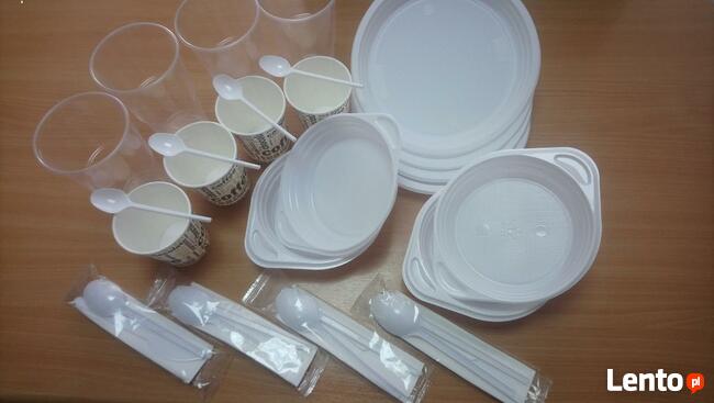 Sztućće jednorazowe zestaw łyżka + serwetka 250 sztuk białe