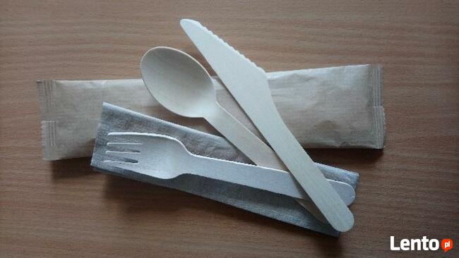 Sztućće jednorazowe zestaw łyżka + serwetka 250 sztuk białe