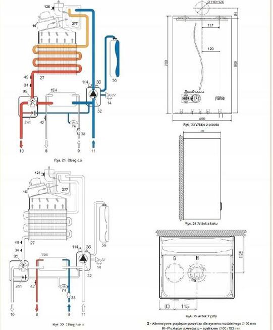 Piec gazowy dwufunkcyjny Ferroli F24 5-25kW