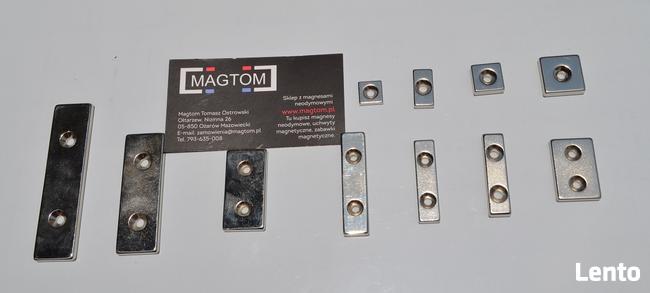 Magnes płytkowy z otworami pod wkręt stożek 40 x 10 x 5