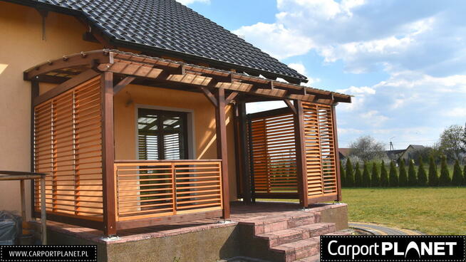 Zadaszenie tarasu z poliwęglanu pergola tarasowa drewniana