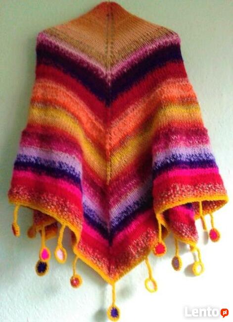 Duża chusta robiona na drutach- Astry- na zamówienie