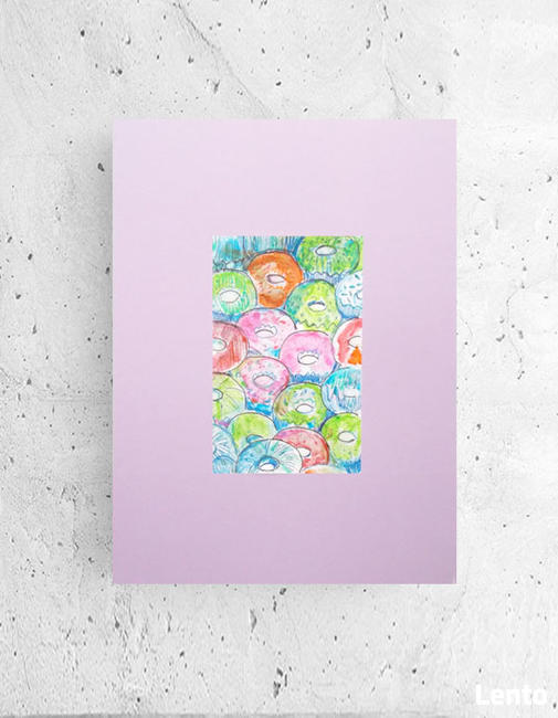 kolorowy plakat z ciastkami, donaty obrazek a4