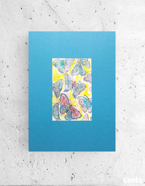 motyle plakat turkusowy, motylki grafika na asciane