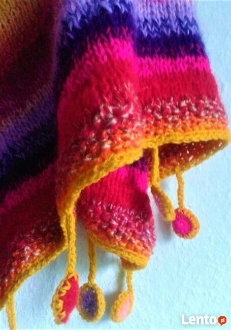 Duża chusta robiona na drutach- Astry- na zamówienie