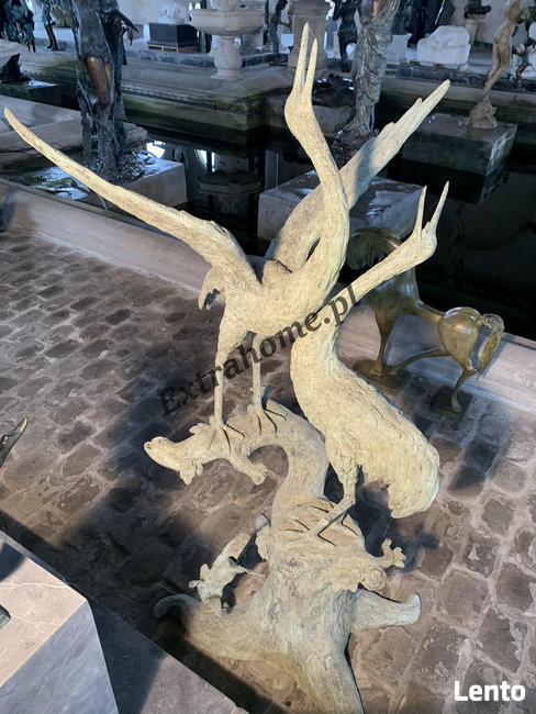 Zakochane Żurawie z brązu ptak symbolizujący szczęście h150