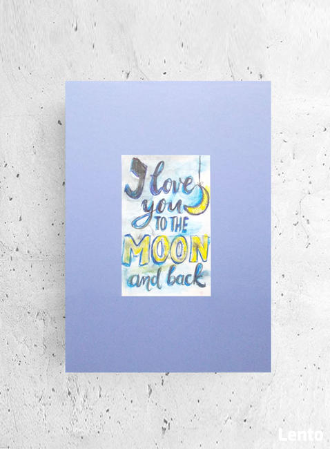 plakat to the moon, księżyc plakat napisy