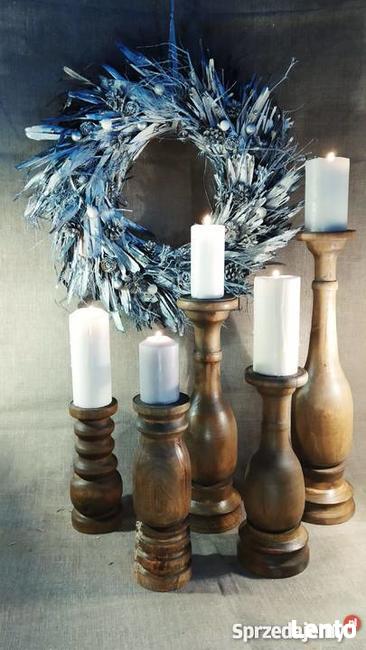 Świeczniki drewniane toczone rękodzieło toczenie w drewnie