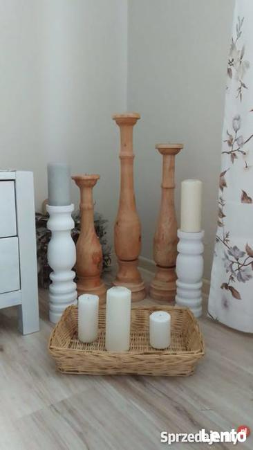 Świeczniki drewniane toczone rękodzieło toczenie w drewnie