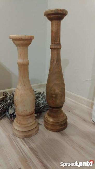 Świeczniki drewniane toczone rękodzieło toczenie w drewnie