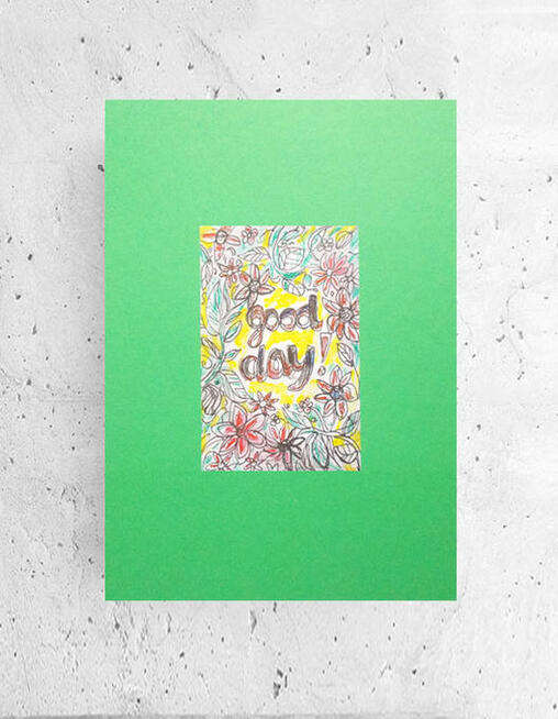 zielony plakat z napisem, optymistyczny obrazek a4