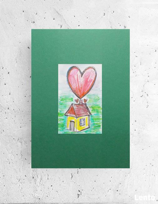 bajkowy plakat z domkiem, domek grafika na scianę