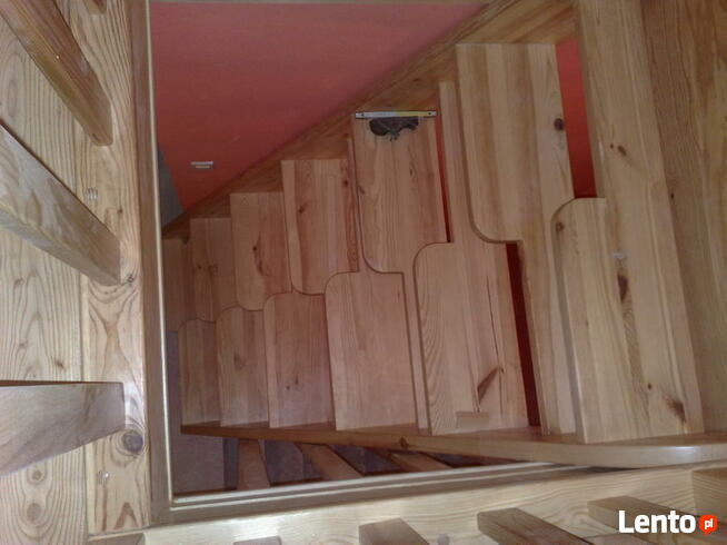 SCHODY KACZE na wysokość 240cm szer.80 jednobiegowe sosonowe