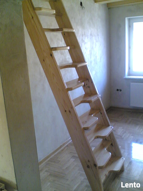 SCHODY KACZE na wysokość 300cm szer. 80cm sosna jednobiegowe