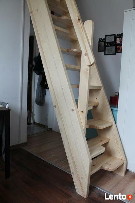 SCHODY KACZE na wysokość 240cm szer.80 jednobiegowe sosonowe