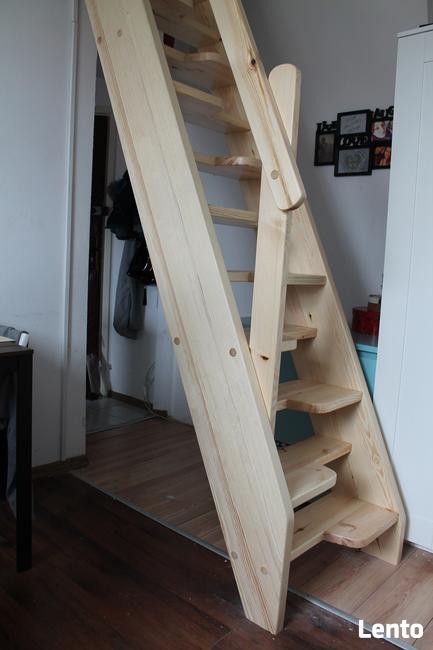 SCHODY KACZE na wysokość 320cm szer. 70cm ażurowe SOSNOWE