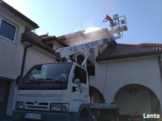 Mycie malowanie dachów i elewacji, wynajem podnośnika