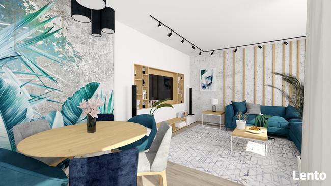 Projekt wnętrza salonu z aneksem i jadalnią 30m2