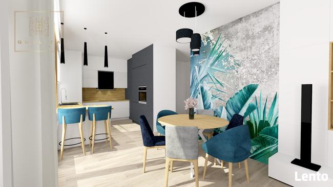 Projekt wnętrza salonu z aneksem i jadalnią 30m2