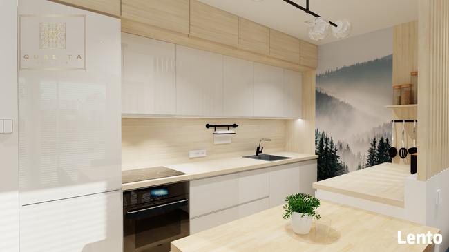 Projekt wnętrza salonu z aneksem i jadalnią 30m2