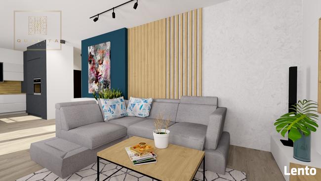 Projekt wnętrza salonu z aneksem i jadalnią 30m2