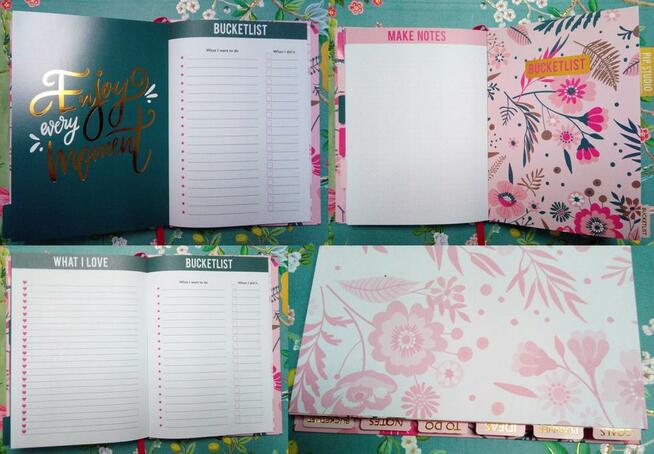 Różowy kwiatowy planer organizer wieczny terminarz