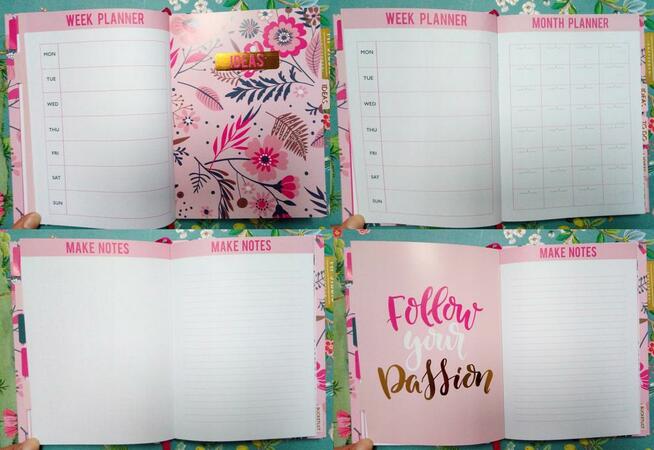 Różowy kwiatowy planer organizer wieczny terminarz