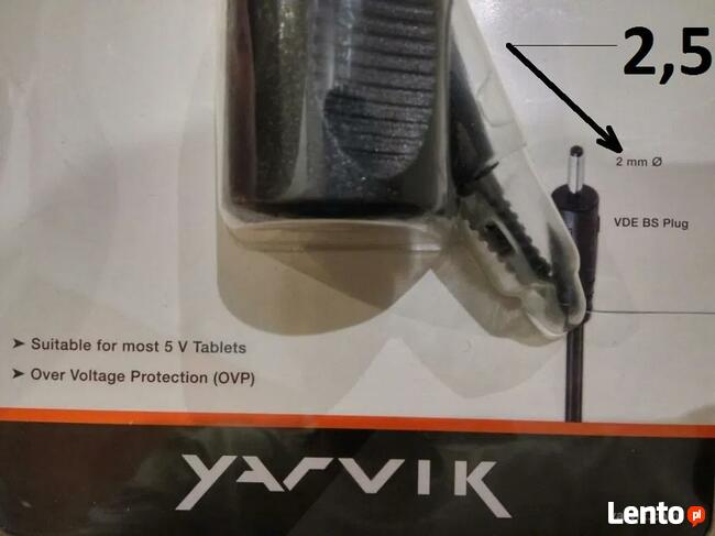Ładowarka Zasilacz samochodowy do tabletu 2,5mm YARVIK 5V 2A