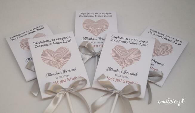Podziękowania dla Gości Lizaki Ślub Komunia Chrzest Urodziny