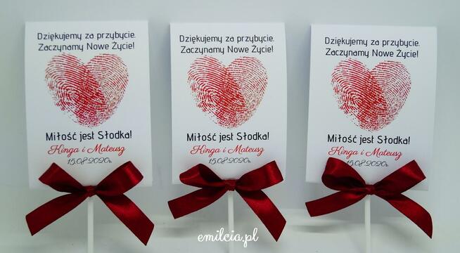 Podziękowania dla Gości Lizaki Ślub Komunia Chrzest Urodziny