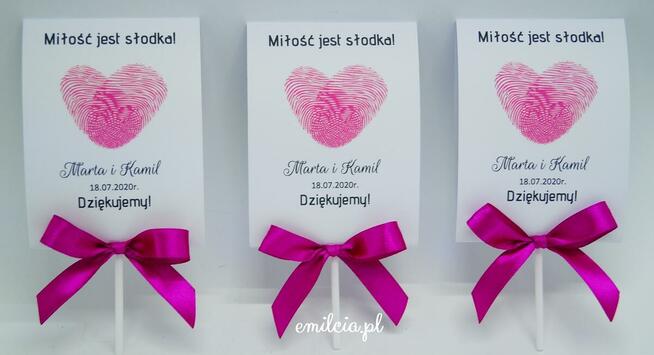 Podziękowania dla Gości Lizaki Ślub Komunia Chrzest Urodziny