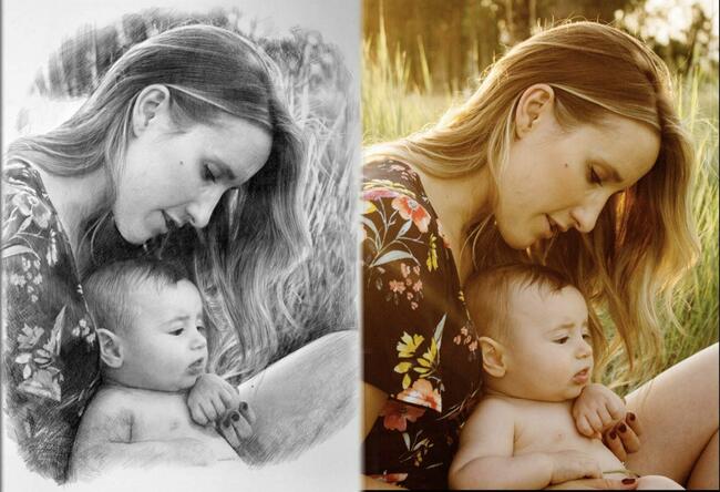 Portret ołówkiem rodzinny na zamówienie ze zdjęcia Kraśnik