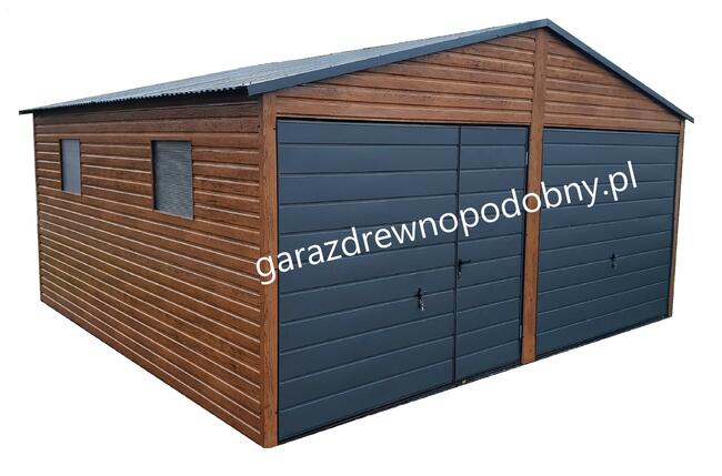 Garaż blaszany drewnopodobny 6x6