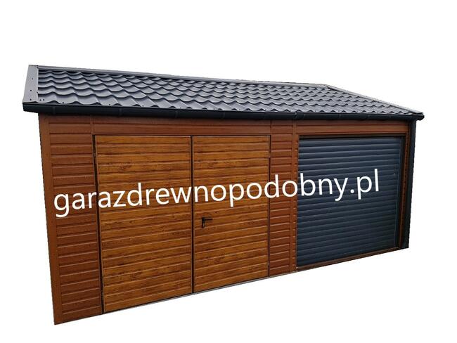 Garaż blaszany drewnopodobny 7x5