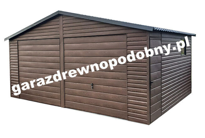Garaż blaszany drewnopodobny 6x6