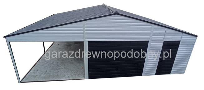 Garaż drewnopodobny 5×6 +1m wiaty