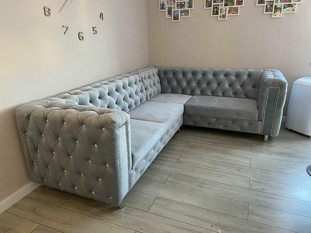 Narożnik chesterfield głęboko pikowany glamour f spania