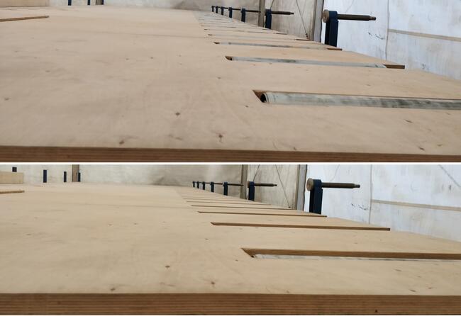 Stół motylkowy do prefabrykacji domów, linia produkcyjna.