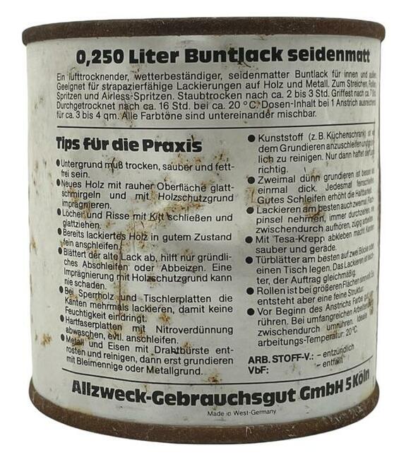 Stara niemiecka puszka lakieru pełna RFN UNIKAT