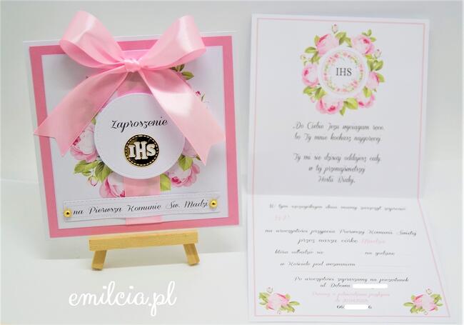 Zaproszenie z okazji I Komunii Św. wykonane na zamówienie