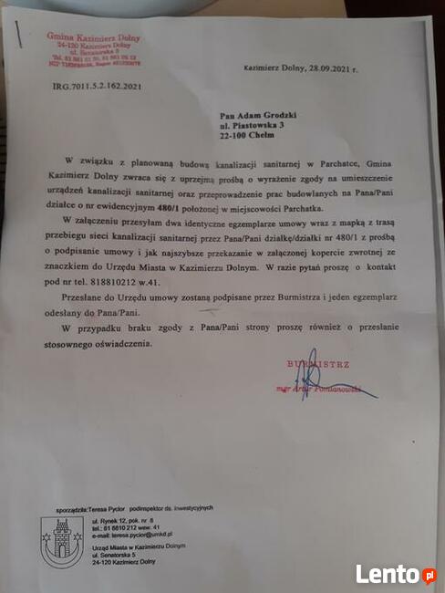 Działka 480/1 w Parchatce okolice Kazimierza