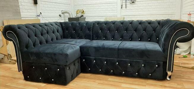 Narożnik glamour 250x160 f spania chesterfield głęboki pik