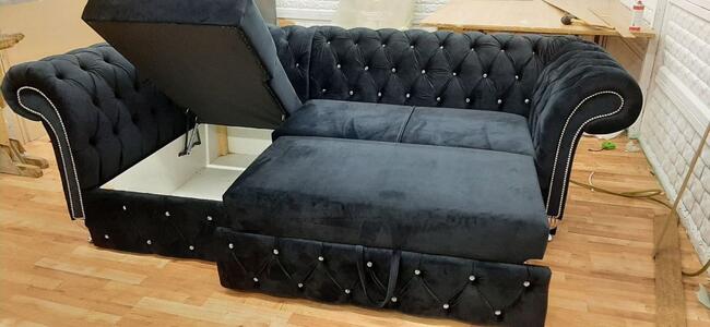 Narożnik glamour 250x160 f spania chesterfield głęboki pik