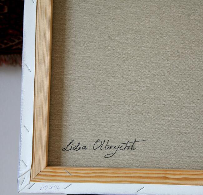 Magnolia, ręcznie malowany obraz olejny, L. Olbrycht