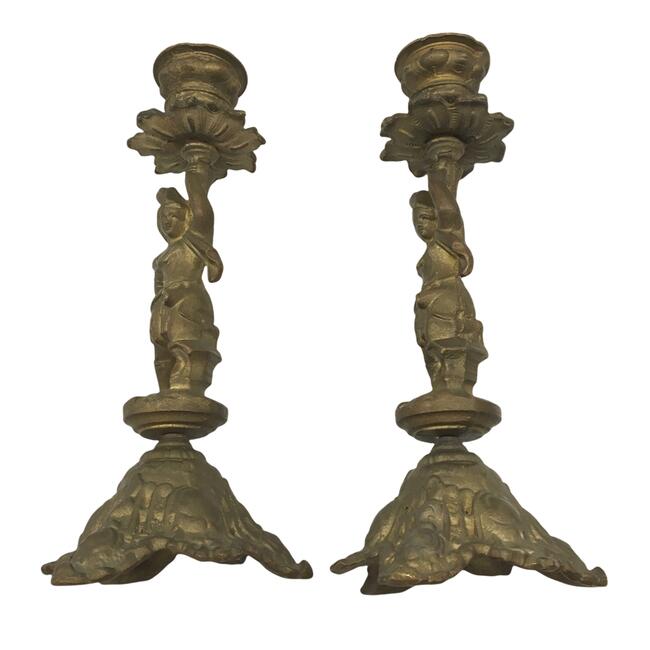 Stare mosiężne świeczniki - komplet