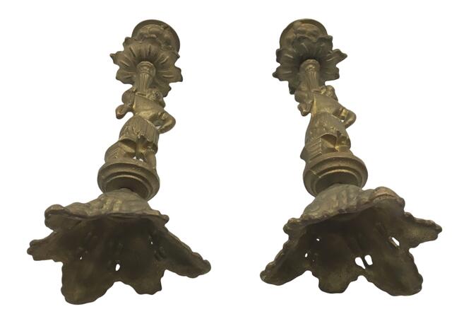 Stare mosiężne świeczniki - komplet