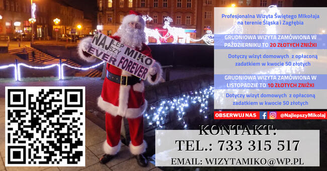 Profesjonalna Wizyta Świętego Mikołaj ŚLĄSK, ZAGŁĘBIE 2022