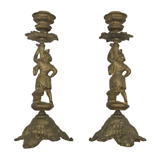 Stare mosiężne świeczniki - komplet