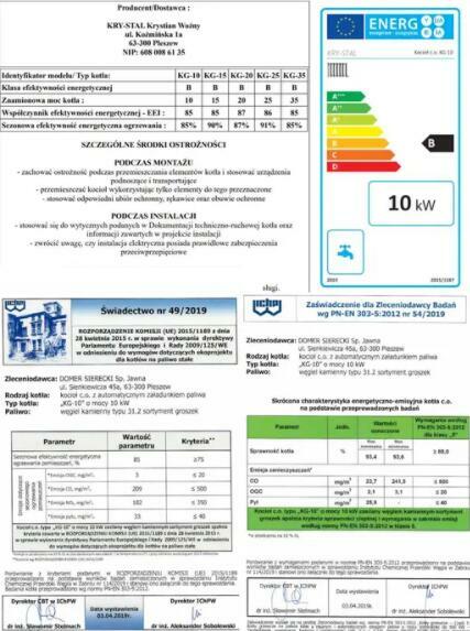 Kocioł piec z podajnikiem na ekogroszek 5 klasa 11kw 80m NS